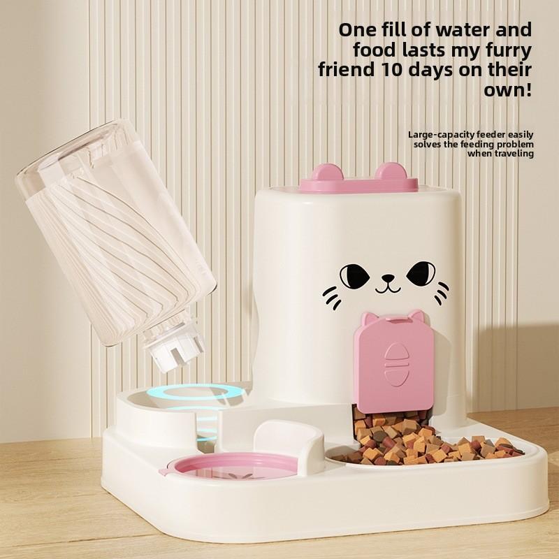 Cat Feeder, Water and Food Integrated Feeding Device, Feeding Bowl with Dry and Wet Separation, Dog Bowl, Cat Bowl, Food Storage Bowl for Pets