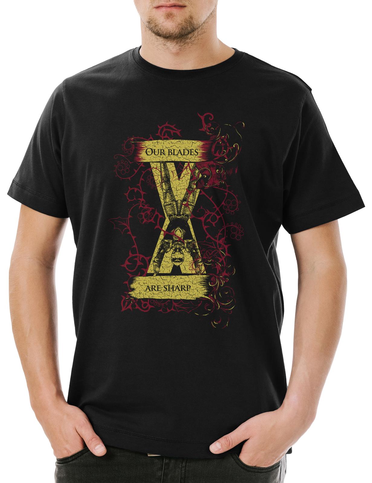 

Our Blades Are Sharp Mens T-Shirt Mens Womens Tees Top Game Of Stark Wolf Symbol Thrones Winter Is L