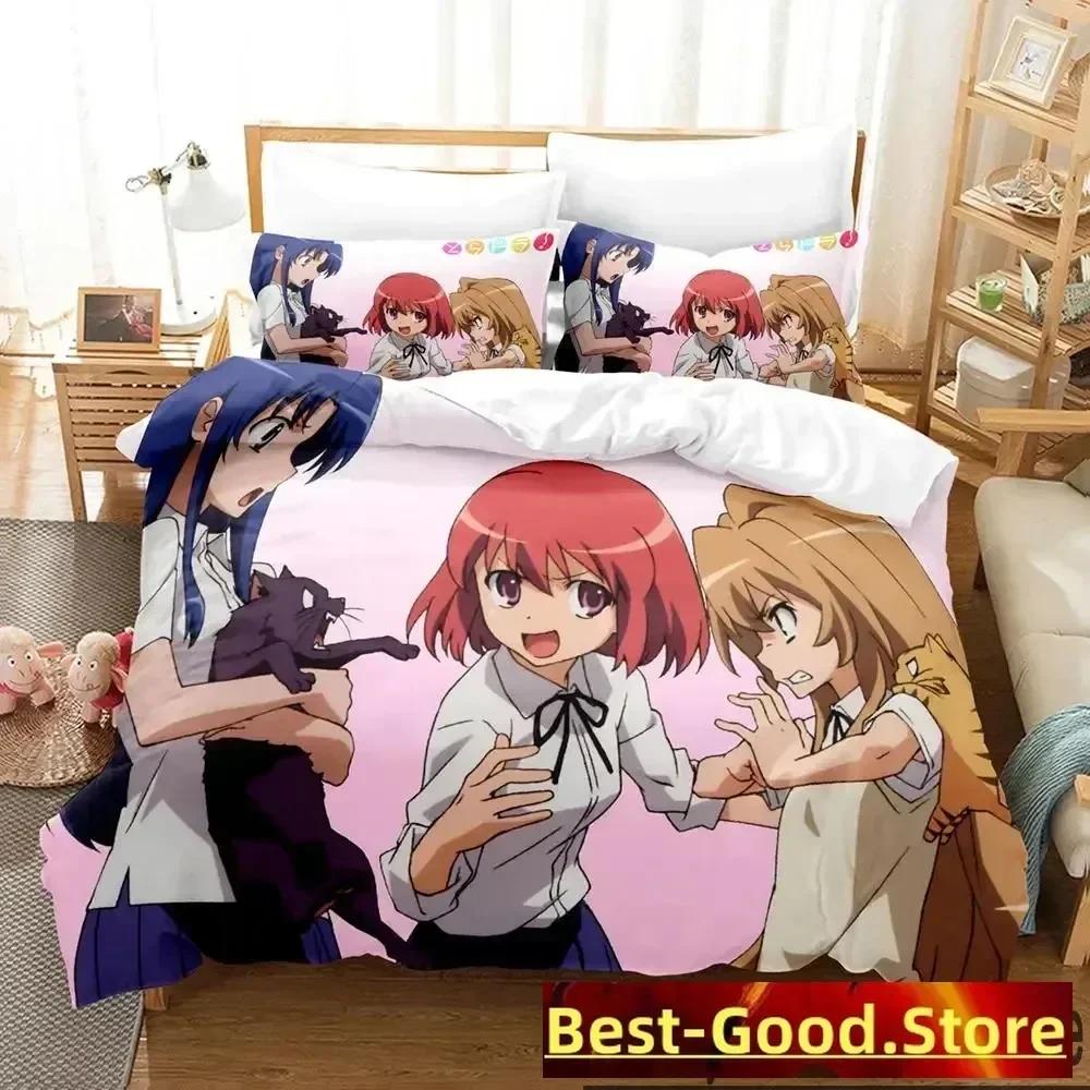 Anime Toradora TIGER DRAGON Bedding Set Duvet Cover Sheet Printed Bed Set Pillowcase Bed Full Queen King Size Comforter Bedroom
