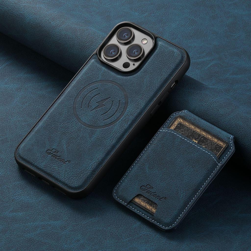 iPhone 17 Pro MagSafe Leather Case with Wireless Charging & Magnetic Card Holder Stand