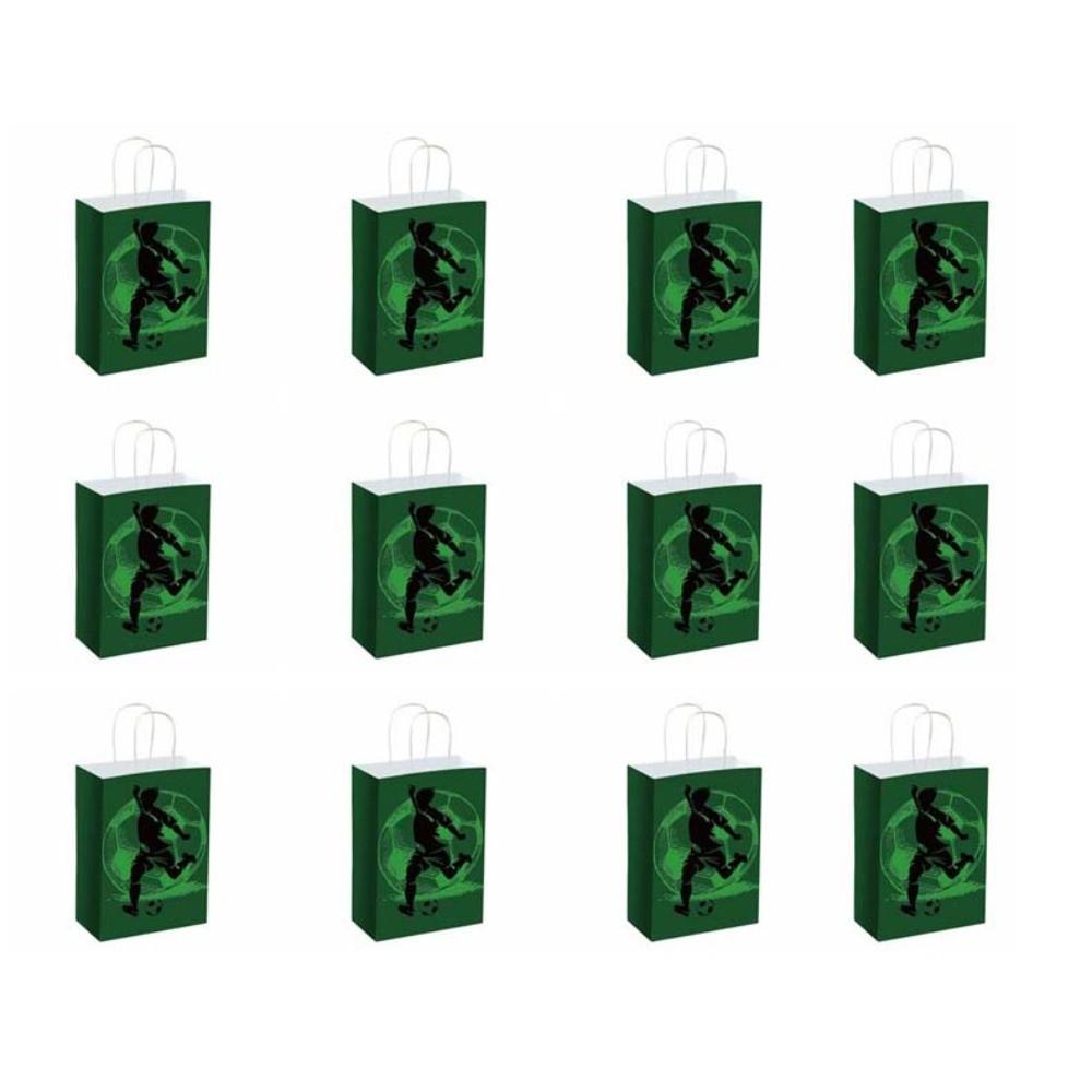 

12 PCS Printed Gift Bags for Soccer Events Large Capacity Paper Packs with Handles Gift Set 4