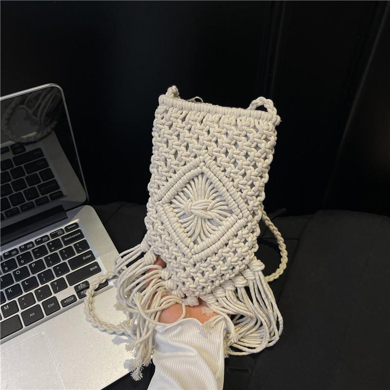 Bohemian fringed woven small bag summer new shoulder messenger bag vacation beach bag