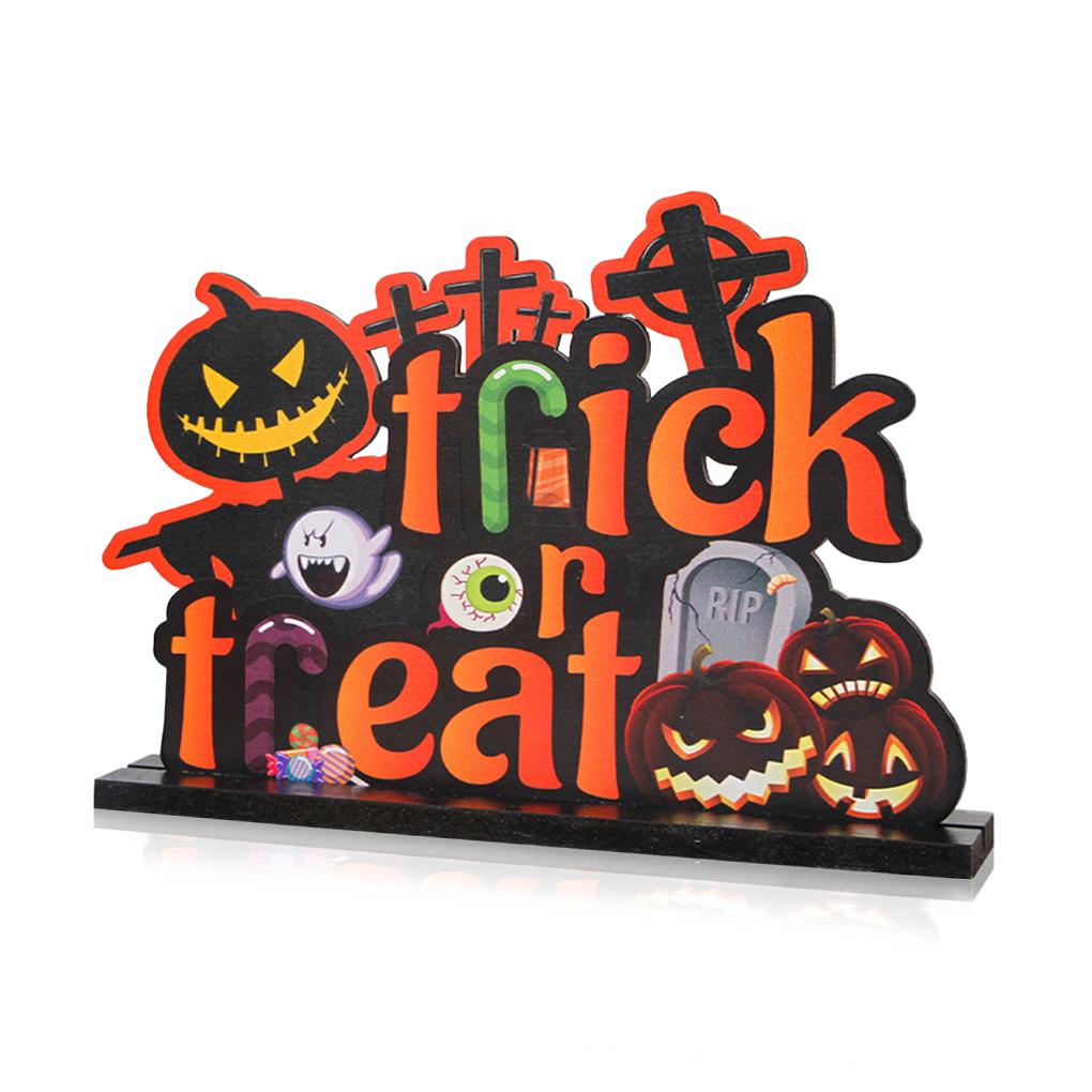Table Ornament Halloween Party Activity Desktop Decoration DIY Craft Wooden Ornament for Home Decor