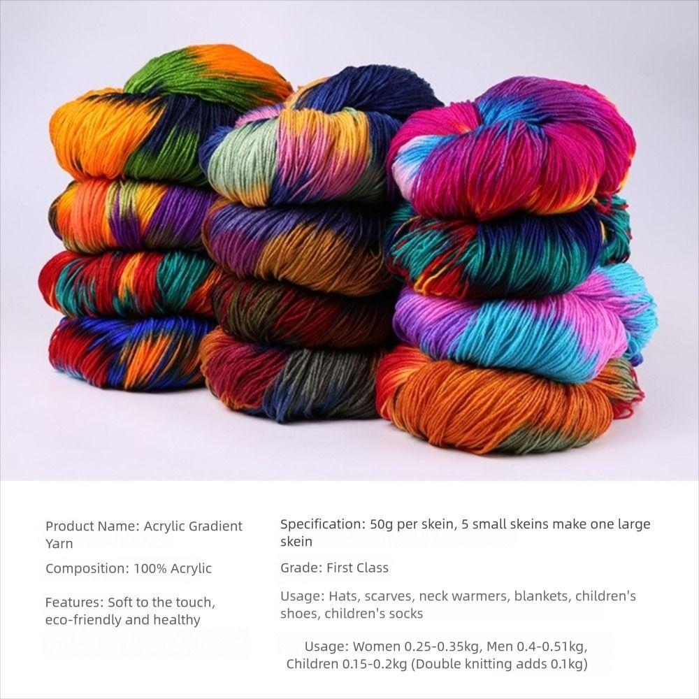 Segment Dyed Wool Yarn Mixed Color Knitting Yarn Thick Knitting Crochet Thread  Sweater