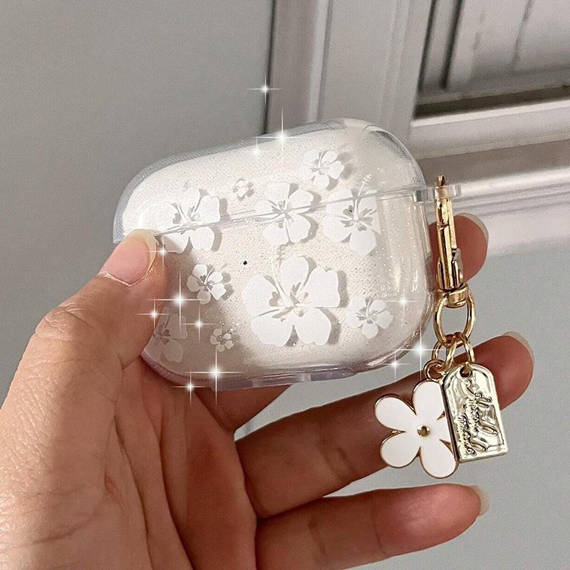 Moderne Kopfhörerhülle für Airpods Pro3/Pro2/Pro Niedliche durchsichtige Blume Anhänger Kopfhörerhülle für Apple AirPods 1/2/3/4 Kopfhörerhülle