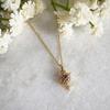 18K Vintage Saturn Gemstone Pendant Necklace with Zirconia Star on Stainless Steel Chain