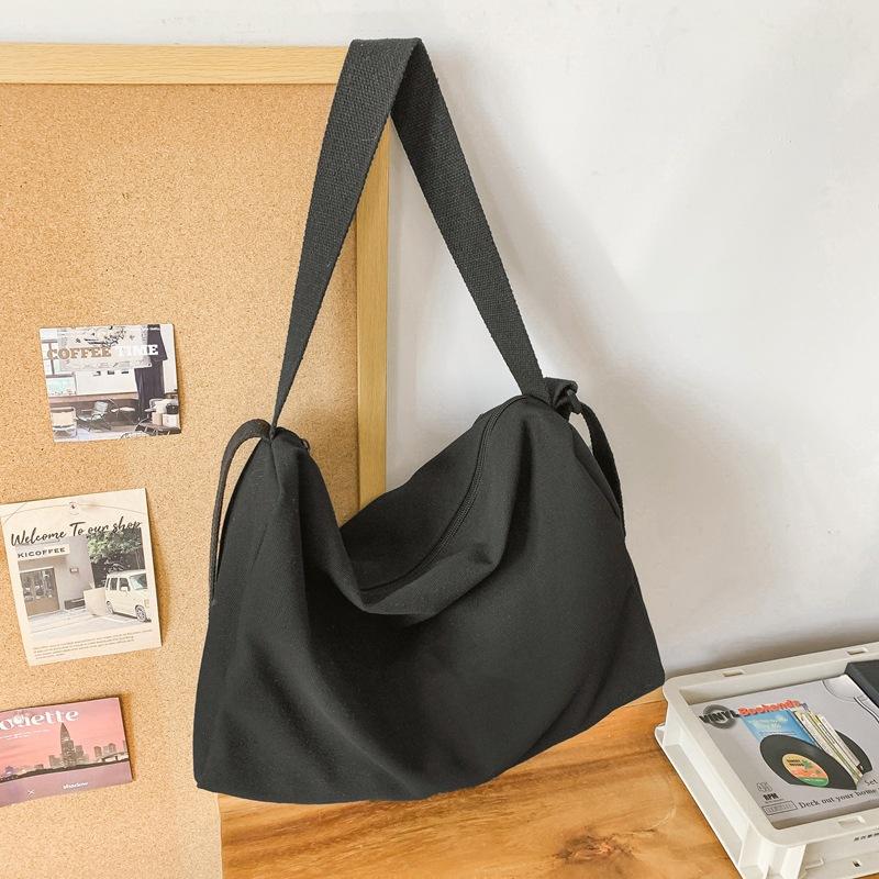 Canvas bag Large capacity messenger bag Female student school bag Handheld shoulder canvas bag