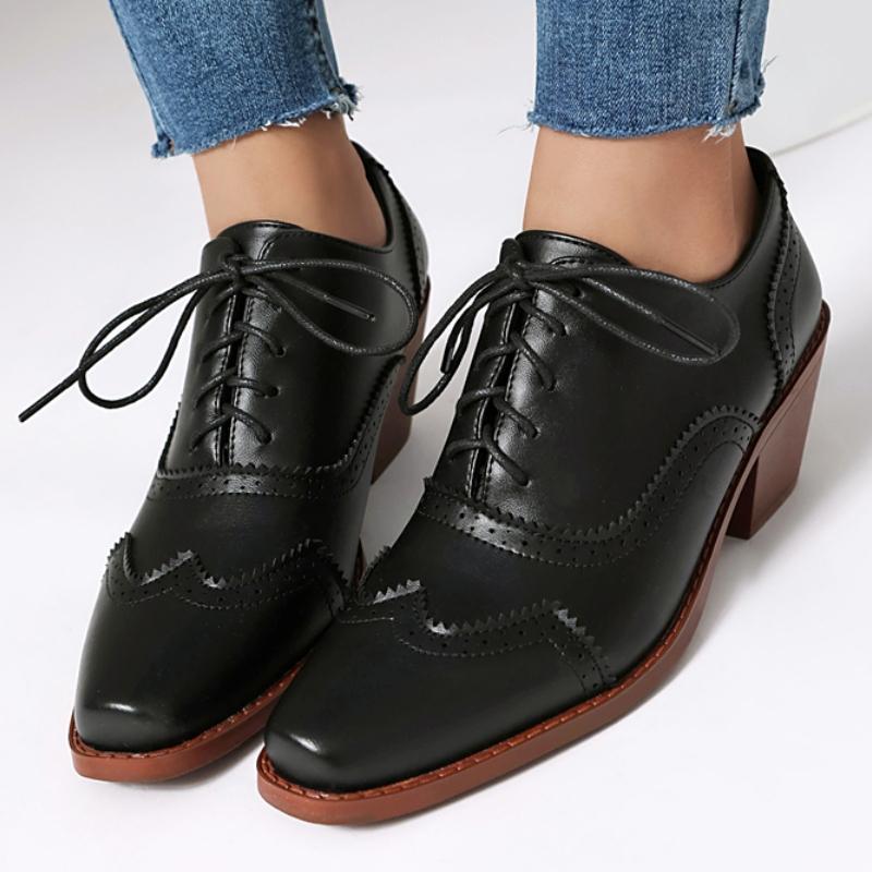 Vintage Slipper Schuhe Für Damen Mode Blockabsätze Rot Blau Schwarz Schnürpumps Schuhe Büroschuhe Damen Große Größe 45 48