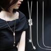 Elegantní řetízkový náhrdelník se svetrem v korejském stylu pro ženy – Všestranný dlouhý přívěsek v lehkém luxusním stylu