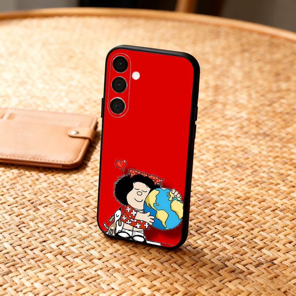 C-Cute Cartoon M-Mafalda Phone Case For Samsung A73,72,71,53,52,51,22,91,80, Soft Black Cover