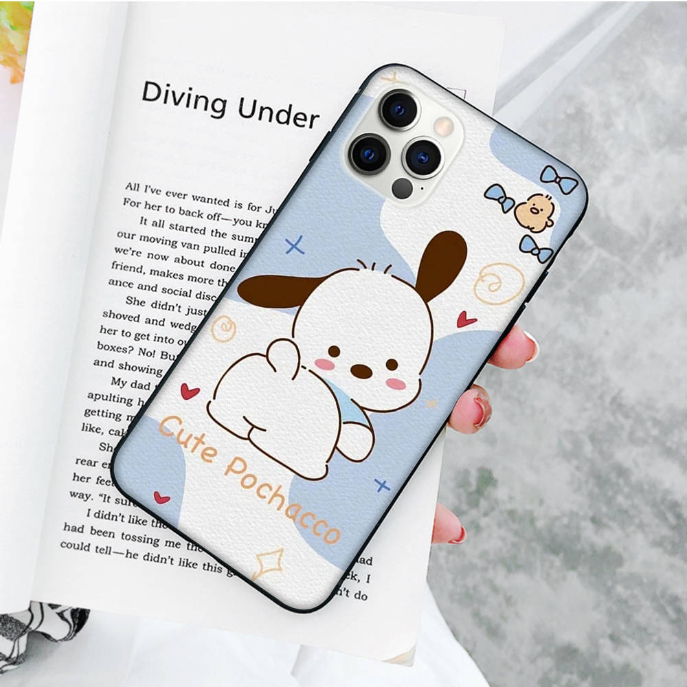 JZ26 Cartoon Pochacco Black Sofe Case for Samsung Note 20 Lite S24 Ultra S23 A03 A05 A06 A11 A71 A15 A16 A13 A24 A25 A33 A52 A53 A50 M55 M35 Plus