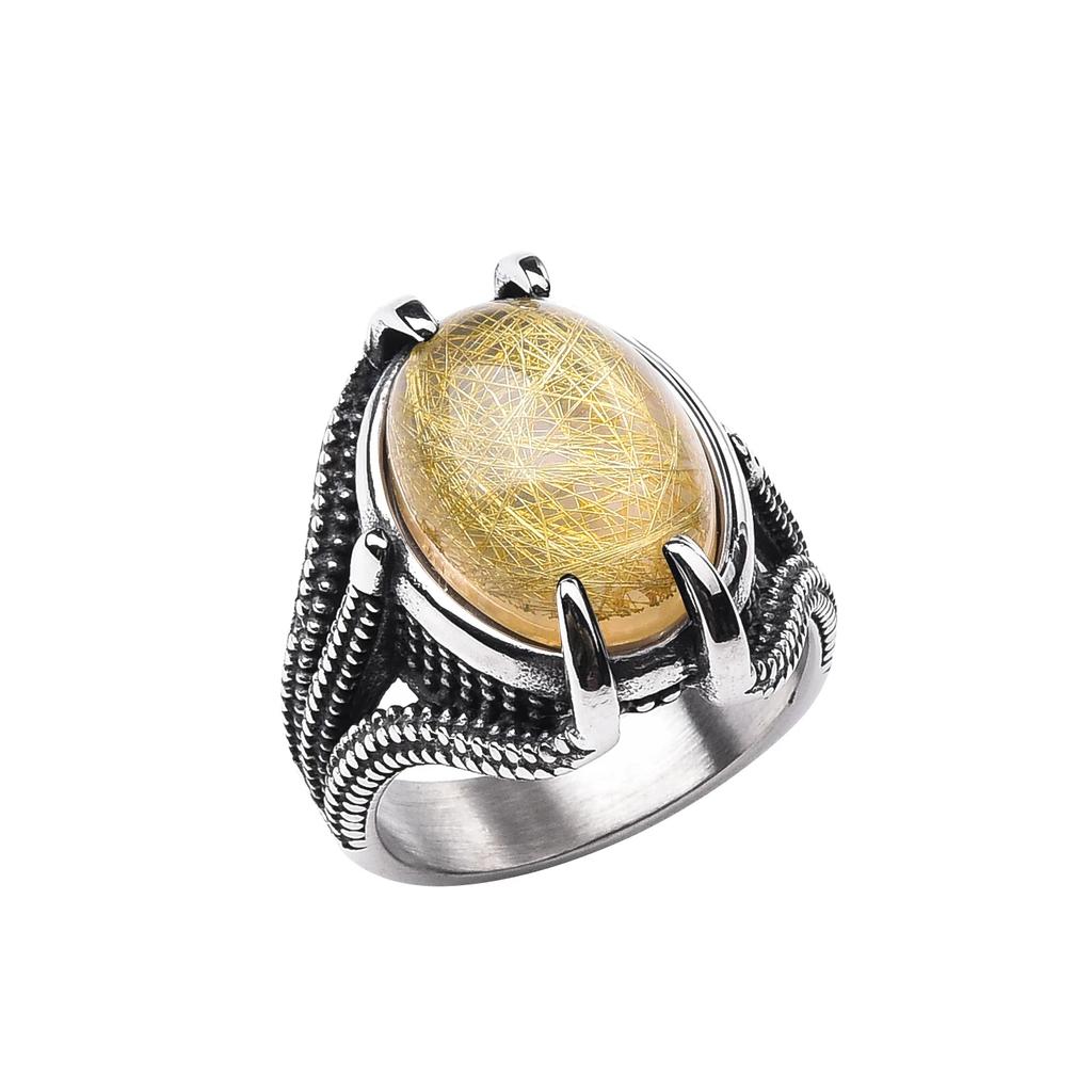 Men's Trend High Quality 316LStainless Steel Onyx Claw Rings Classic Vintage Fashion  Products