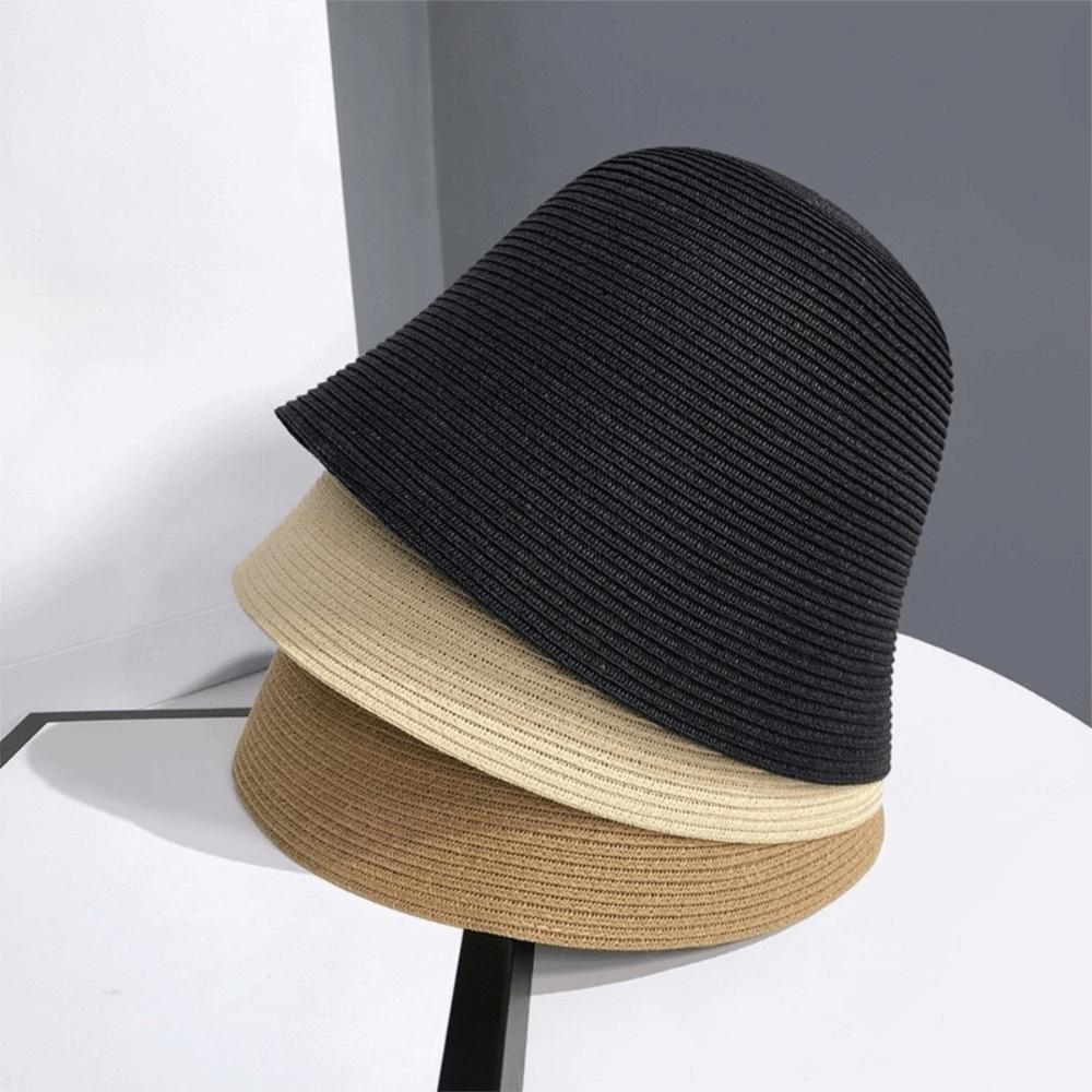 Foldable Straw Hat Breathable Bucket Hat Fashionable Bell-shaped Hat for Travel