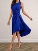 New Imported Crew Neck Sleeveless Dress, Long Sleeve Slim Fit High-Waisted Asymmetrical Hem Solid Color Women's Clothing