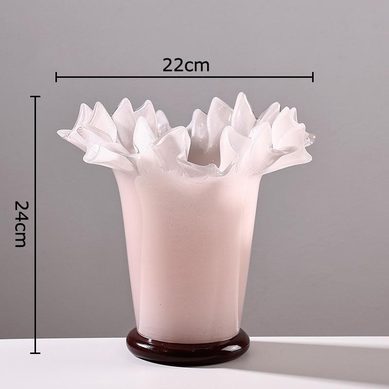

Lotus Leaf Edge Decorative Glass Vase Hydroponics Plant Pots Table Decoration Flower Arrangement Vases Room Aesthetic Decor