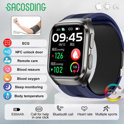 SACOSDING Airbag Smart Watch 2025 New Health Watch ECG Air Pump  Blood Pressure Body Temperature Blood Oxygen BT Call Smartwatch