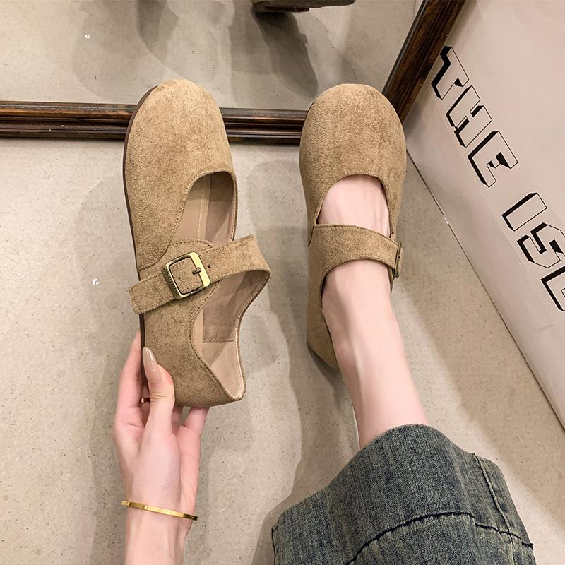 Fashion Autumn 2025 Barefoot Cow Suede Ballerina Zero Drop Flat Soft Bottom Wide Toe Flat Shoes