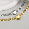Stainless Steel Love Heart Bracelet for Women, Simple Anniversary Jewelry Gifts