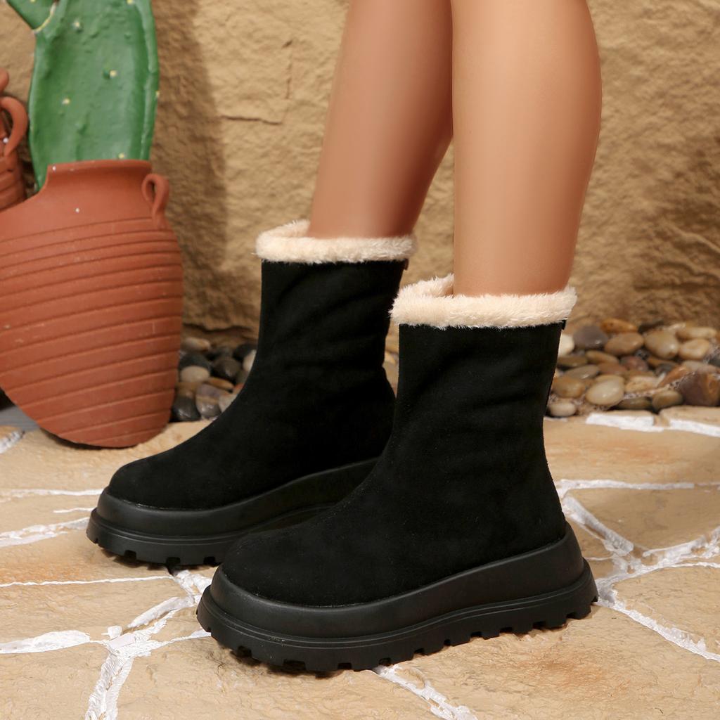 Women Ankle Boots Korean Style Warm Cotton Shoes for Women New Thickened Fluff Outdoor ShoesThick Bottom Snow Boots Women