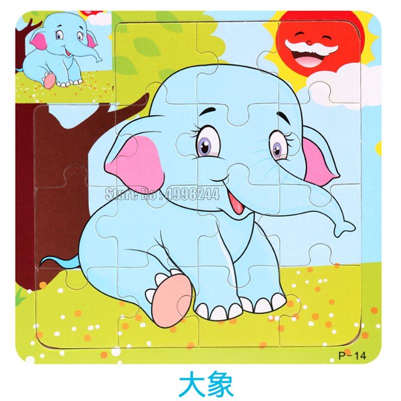 17pcs Wooden 3d Puzzle Jigsaw Cartoon Animal/traffic Puzzles Educational Toy Kids Wood Puzzle Small Size 11*11cm