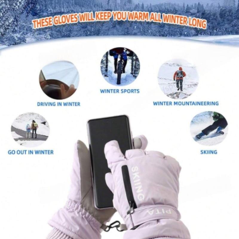 Women's winter ski gloves with a fleece lining for warmth, windproof and waterproof, slip-resistant and durable