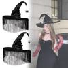 Enchanting Black Ruffled Fringe Hat For Halloween Party Witch Costume Accessory