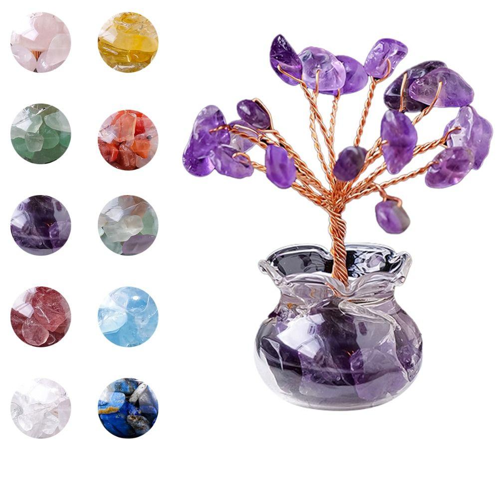 1Pcs Natural Crystal Tree Feng Shui Mini Tree New Artificial Bonsai
