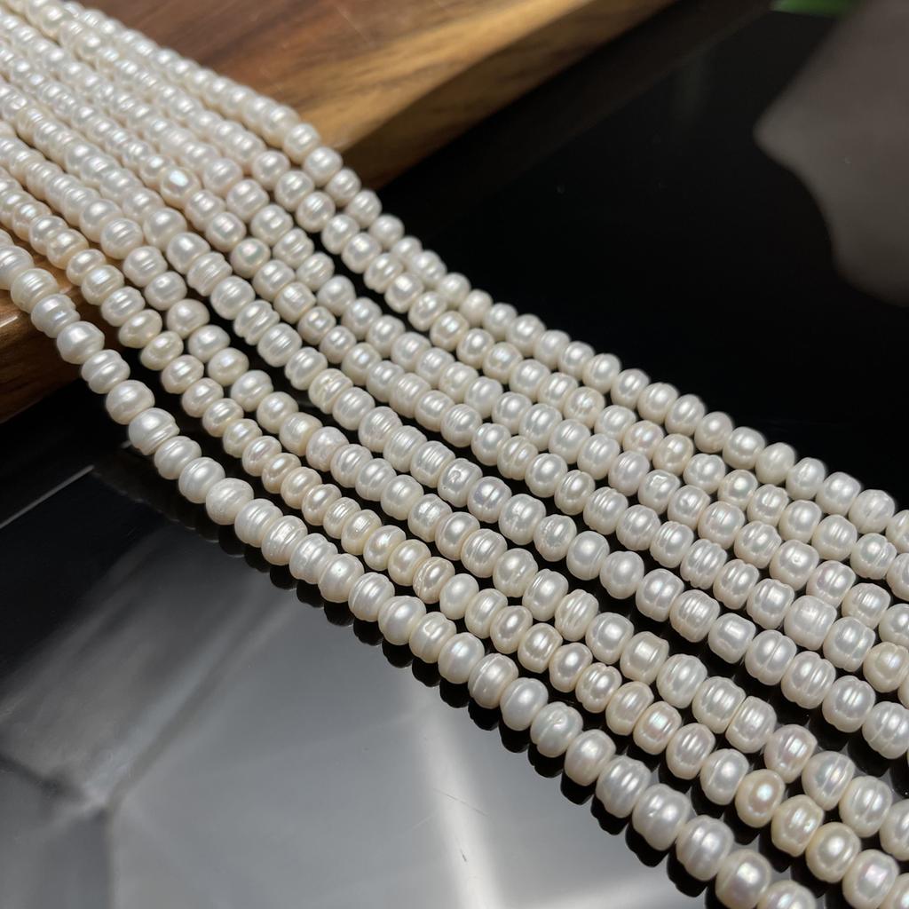 1String, White Artificial Pearls, Fashion Four Sides Light Beads, 7-8mm, for DIY Craft Jewelry Making, Bulk Gifts for Women, Unique Supplies 36cm