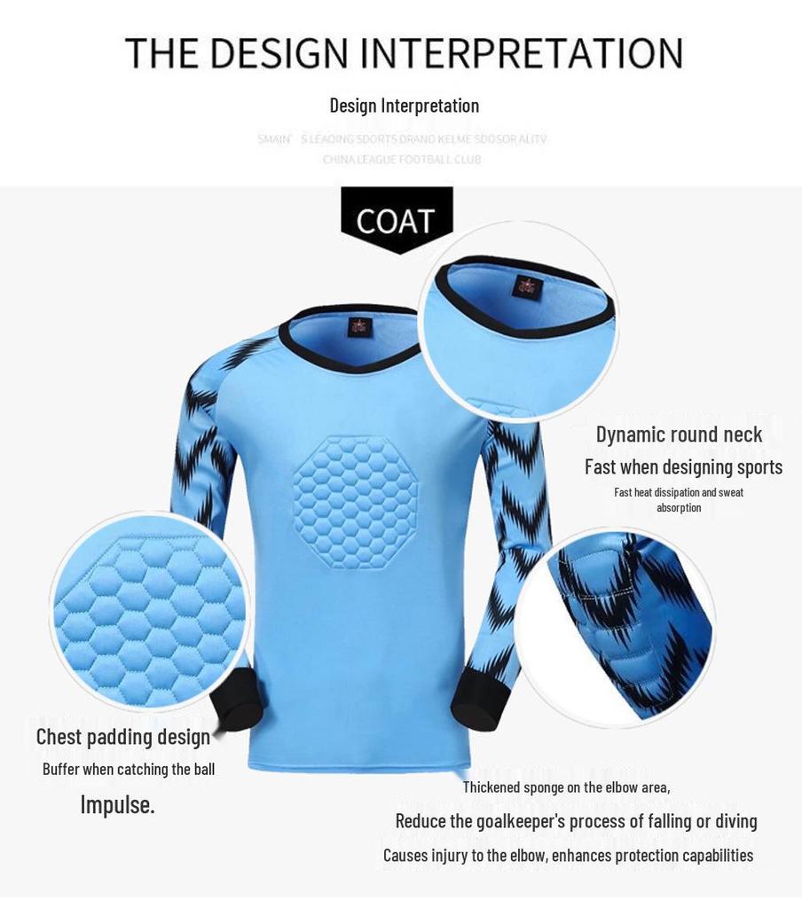 Goalkeeper Uniform with Anti-Fall and Anti-Collision Sponge Padding for Football Training