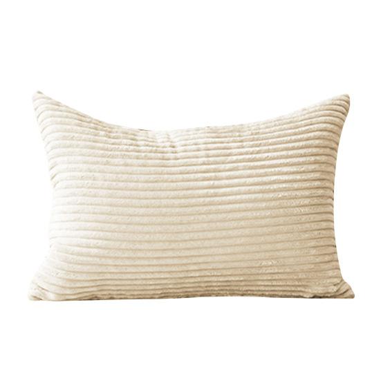 Plush Pillowcase Striped Texture Solid Color Couch Decoration Throw Pillow Cover Living Room Bedroom Car Seat Pillow Sham