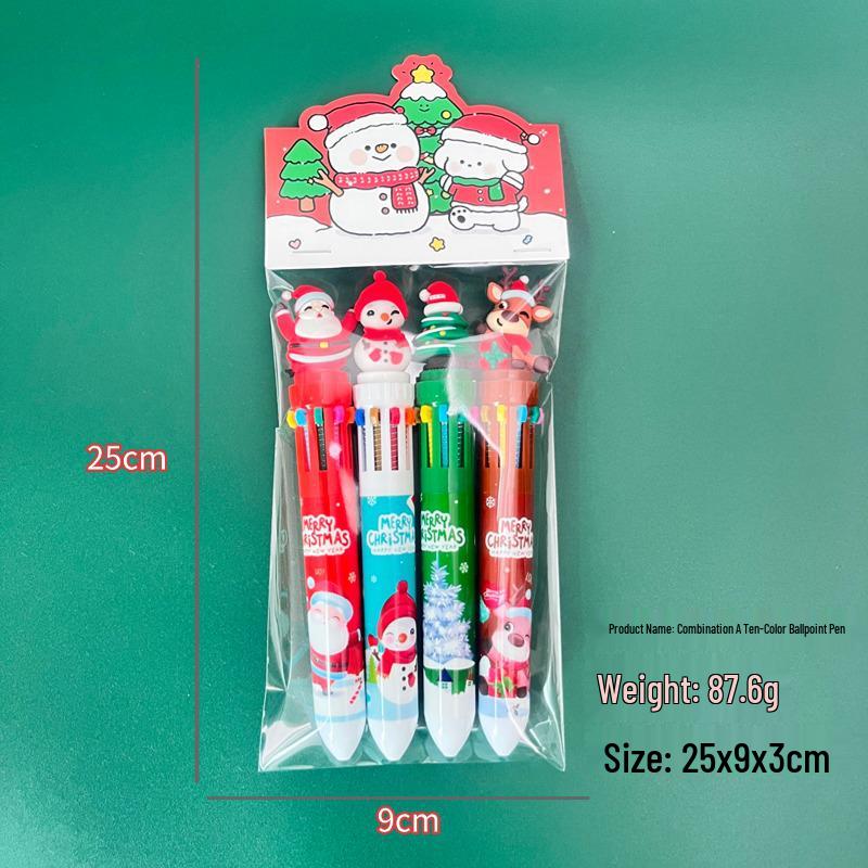 Festive Santa Claus Multi-color Ballpoint Pen for Highlighting and Marking