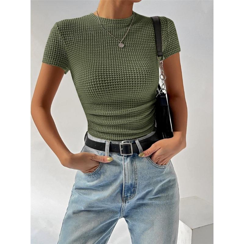 

Женская футболка с коротким рукавом и круглым вырезом, облегающая, весна-лето, Hundred Pumping L зелёный