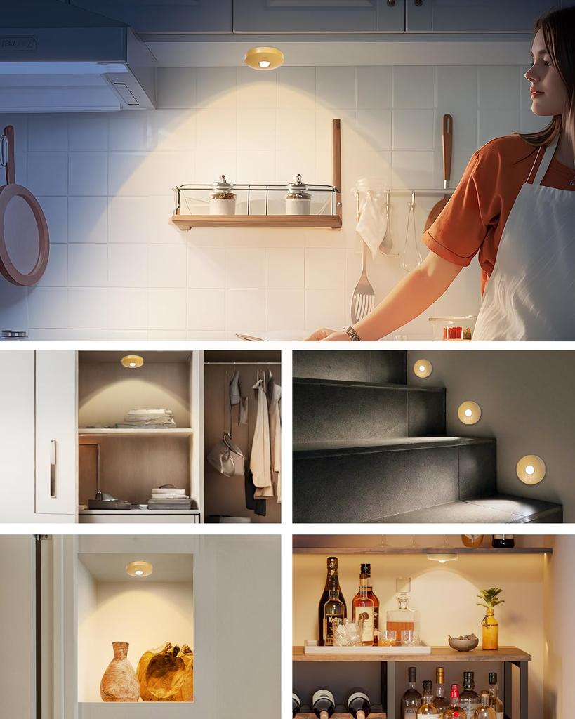 Yiliaw Touch Light Cabinet RGB for Under Cabinets in Kitchens Dimmable Timer Function Wireless LED Perfect for Closets and Bedrooms 6-Pack Lights,