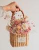 Flower Bag Square Basket Bag Ferique Pink Dried Preserved Flowers Gift for Wedding Wedding Grand Respect for the Aged Retirement Farewell Gift No.3 /