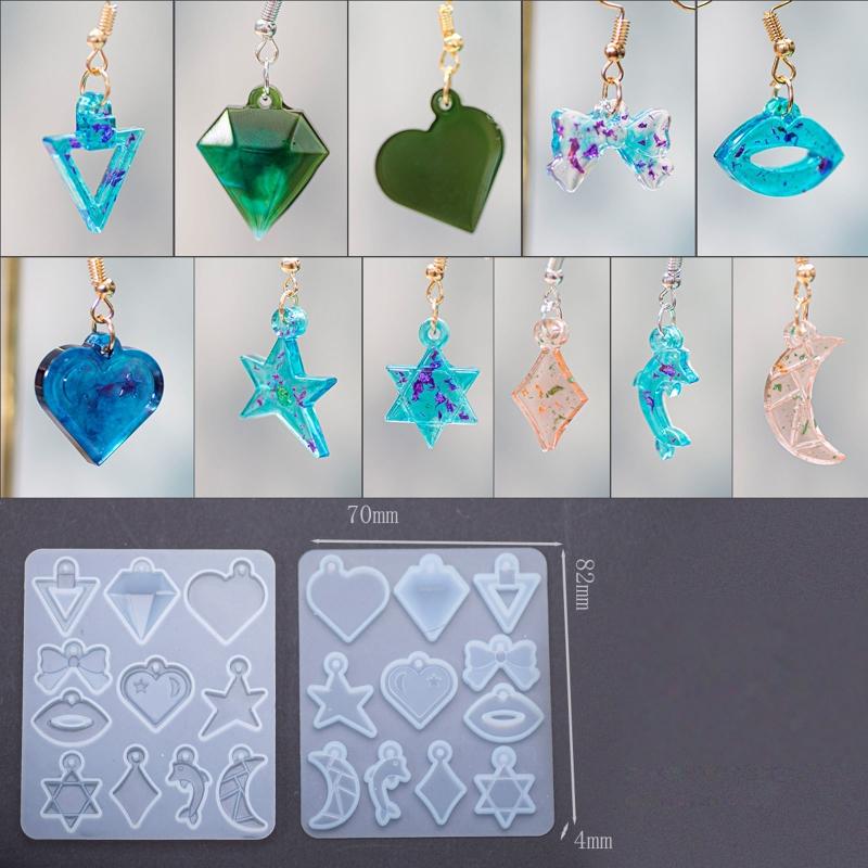 Flower Moon for Key Star for Butterfly Resin Earring Molds Silicone Earring Molds for Epoxy Casing Resin Molds Girl Jewe