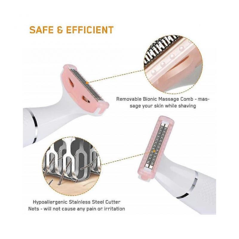 Electric Razor Compatible with Women, Cordless Battery-operated Electric Shaver, Waterproof Bikini Trimmer Compatible with Wet/dry Use, Portable Hair
