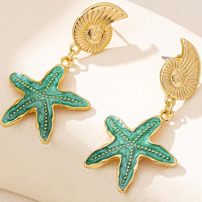 Conch Earrings for Women Ocean Starfish Beach Holiday Style Banquet Gift