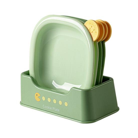 

4 шт./набор Тарелка для костей, поднос для закусок, бытовая тарелка для мусора для обеденного стола, тарелки для вечеринки, столовая посуда, штабелируемые фруктовые тарелки зелёный