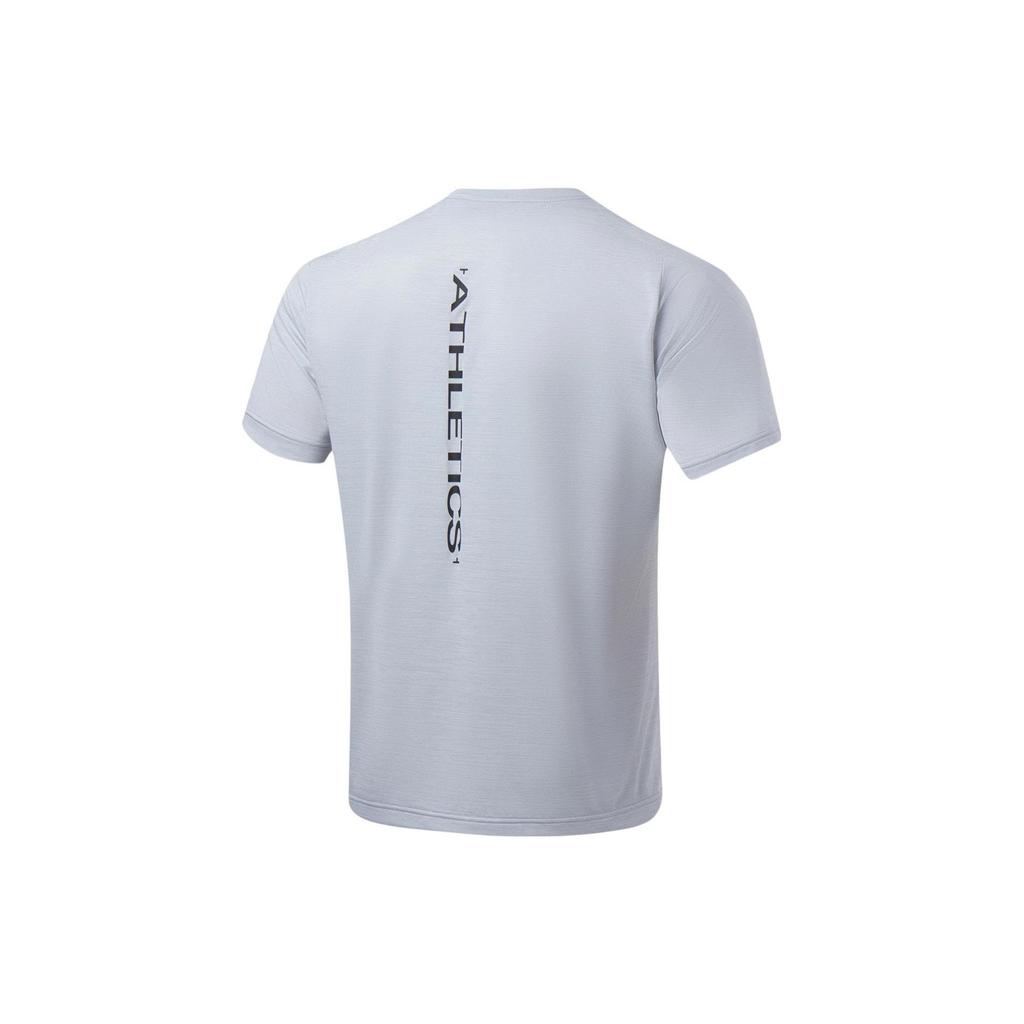 Li Ning Cool Tea T Casual Sports Letter Quick-Drying Comfortable Breathable Short Sleeve T-Shirt Men tops Coin-Gray Flower-Gray ATSU725-3