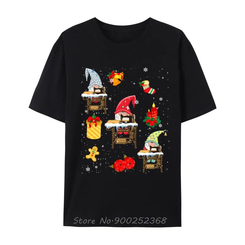 Cute Sewing Gnomes Funny Christmas Gnomes Sewing Quilting Printed TShirt Unisex Summer Graphic T Shirt Oneck Oversized Tshirt