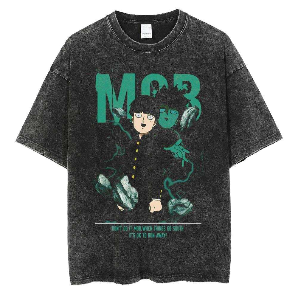 Mob Psycho 100 Graphic T Shirt Ryuk Manga Print T-shirt Vintage Washed Streetwear Men Women Clothes Pure Cotton Casual Tee Shirt S разноцветный
