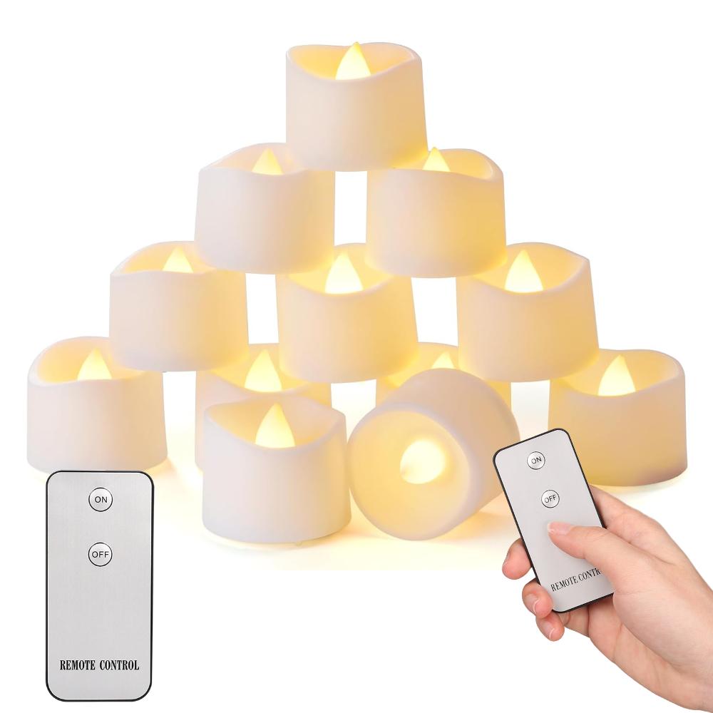 24/48Pcs Remote Flameless Flickering LED Candle Battery Operated Creative Wishing Led Tea Lights Wedding Christmas Table Decor