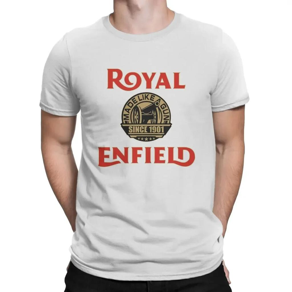 One of British Retro Motorcycles Newest T-Shirt for Men Royal Enfields Biker Round Neck Basic T Shirt Distinctive Birthday Gifts