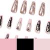 Wear nail art naked powder long ballet rhinestone butterfly fake nail gold foil glitter false nail direct supply