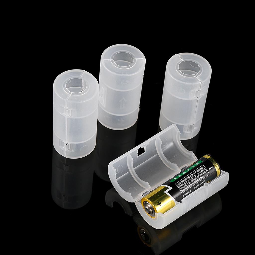 4 Pack AA To Size C Battery Adapters Holder Switcher Converter Cases Box White