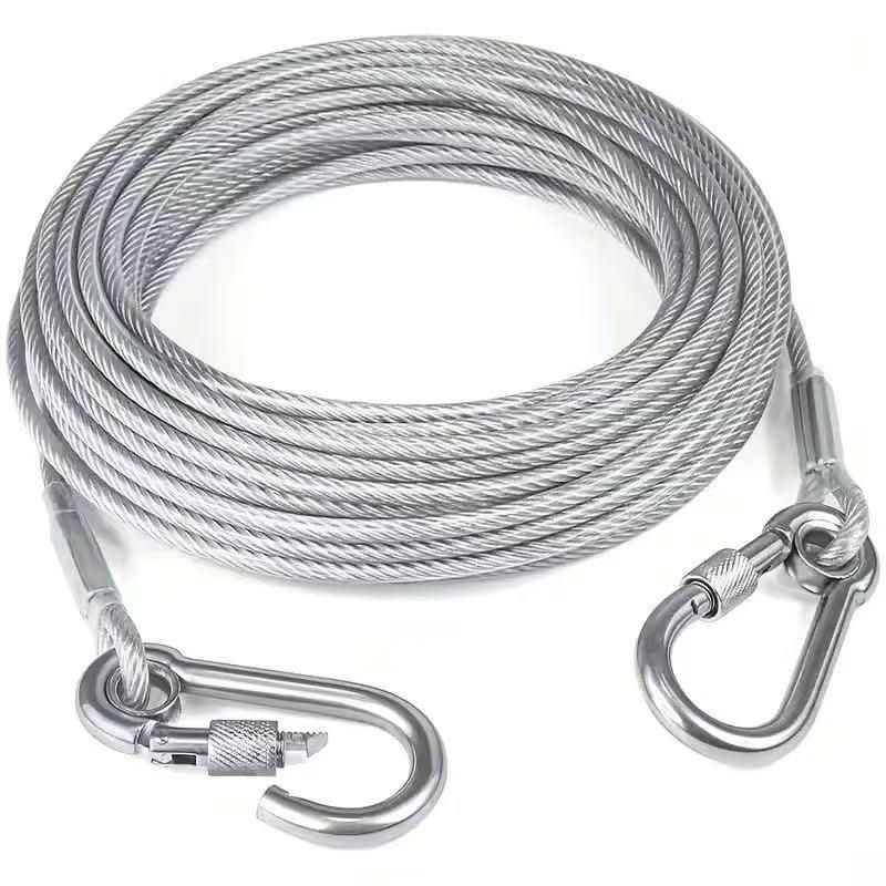 Heavy-Duty Steel Wire Dog Leash Extension, 3m & 6m – Durable, Bite-Resistant Chain for Large Dogs