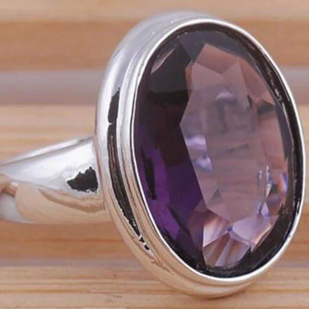 

Bohemian Handmade Purple Big CZ 925 Sterling Silver Rings for Women Men Statement Jewelry Rings Vintage Accessories Full Size 12