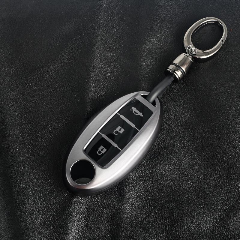 Car Key Cover for Nissan 5 Buttons Key Case TPU Metallic Gray Keychain for Nissan Altima Sentra Rogue Pathfinder Murano Armada M