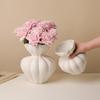 French Fenton Style White Ceramic Vase, High-End Retro Home Decor for Living Room Table, Art Flower Container