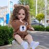 55cm Reborn Baby Doll Realistic Vinyl Girl Doll with Curly Hair Woolly Curls Cutie Knitted Outfit